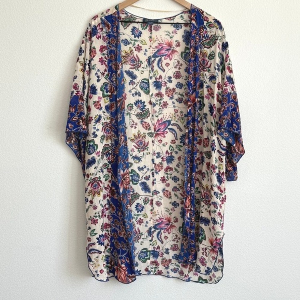 Democracy Boho Coastal Granddaughter Floral Kimono Wrap Resortwear Beach Coverup